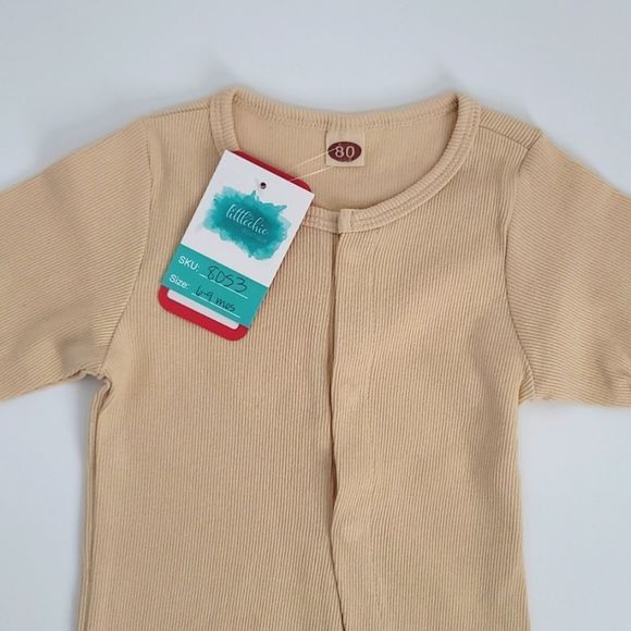 Baby Unisex Fall Cream Bottom Snap Jumpsuit Littlechic Boutique - Picture 2 of 7